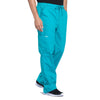 Cherokee Scrubs Pants Cherokee Workwear Professionals WW190 Scrubs Pants Mens Tapered Leg Drawstring Cargo Teal Blue