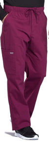 Cherokee Scrubs Pants Cherokee Workwear Professionals WW190 Scrubs Pants Mens Tapered Leg Drawstring Cargo Wine