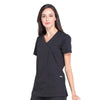 Cherokee Scrubs Top Cherokee Workwear Professionals WW655 Scrubs Top Womens Mock Wrap Black