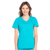 Cherokee Workwear Professionals WW655 Scrubs Top Womens Mock Wrap Teal Blue