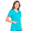 Cherokee Scrubs Top Cherokee Workwear Professionals WW655 Scrubs Top Womens Mock Wrap Teal Blue