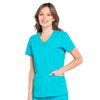 Cherokee Scrubs Top Cherokee Workwear Professionals WW655 Scrubs Top Womens Mock Wrap Teal Blue