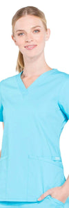 Cherokee Scrubs Top Cherokee Workwear Professionals WW665 Scrubs Top Womens V-Neck Turquoise