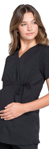 Cherokee Scrubs Top Cherokee Workwear Professionals WW685 Scrubs Top Maternity Mock Wrap Black