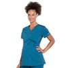 Cherokee Scrubs Top Cherokee Workwear Professionals WW685 Scrubs Top Maternity Mock Wrap Caribbean Blue