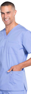 Cherokee Scrubs Top Cherokee Workwear Professionals WW695 Scrubs Top Mens V-Neck Ceil Blue