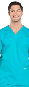 Cherokee Scrubs Top 2XL / Regular Cherokee Workwear Professionals WW695 Scrubs Top Mens V-Neck Teal Blue