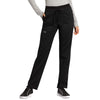 Cherokee Workwear Revolution WW105 Scrubs Pants Womens Mid Rise Tapered Leg Drawstring Black