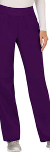 Cherokee Scrubs Pants Cherokee Workwear Revolution WW110 Scrubs Pants Womens Mid Rise Straight Leg Pull-on Eggplant