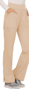 Cherokee Scrubs Pants Cherokee Workwear Revolution WW110 Scrubs Pants Womens Mid Rise Straight Leg Pull-on Khaki