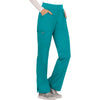 Cherokee Scrubs Pants Cherokee Workwear Revolution WW110 Scrubs Pants Womens Mid Rise Straight Leg Pull-on Teal Blue