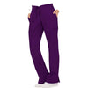 Cherokee Scrubs Pants Cherokee Workwear Revolution WW120 Scrubs Pants Womens Mid Rise Flare Drawstring Eggplant