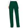 Cherokee Scrubs Pants Cherokee Workwear Revolution WW120 Scrubs Pants Womens Mid Rise Flare Drawstring Hunter Green