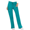 Cherokee Scrubs Pants Cherokee Workwear Revolution WW120 Scrubs Pants Womens Mid Rise Flare Drawstring Teal Blue