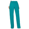 Cherokee Scrubs Pants Cherokee Workwear Revolution WW120 Scrubs Pants Womens Mid Rise Flare Drawstring Teal Blue