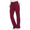 Cherokee Scrubs Pants Cherokee Workwear Revolution WW120 Scrubs Pants Womens Mid Rise Flare Drawstring Wine