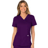 Cherokee Scrubs Top Cherokee Workwear Revolution WW610 Scrubs Top Womens Mock Wrap Eggplant