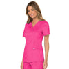 Cherokee Scrubs Top Cherokee Workwear Revolution WW610 Scrubs Top Womens Mock Wrap Electric Pink