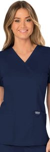 Cherokee Scrubs Top 2XL Cherokee Workwear Revolution WW610 Scrubs Top Womens Mock Wrap Navy