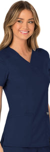 Cherokee Scrubs Top Cherokee Workwear Revolution WW610 Scrubs Top Womens Mock Wrap Navy