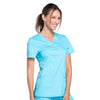 Cherokee Scrubs Top Cherokee Workwear Revolution WW610 Scrubs Top Womens Mock Wrap Turquoise