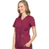 Cherokee Scrubs Top Cherokee Workwear Revolution WW610 Scrubs Top Womens Mock Wrap Wine