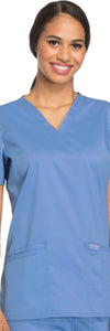 Cherokee Scrubs Top 2XL Cherokee Workwear Revolution WW620 Scrubs Top Womens V-Neck Ceil Blue