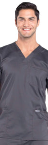 Cherokee Scrubs Top 2XL Cherokee Workwear Revolution WW670 Scrubs Top Mens V-Neck Pewter