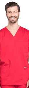 Cherokee Scrubs Top 2XL Cherokee Workwear Revolution WW670 Scrubs Top Mens V-Neck Red