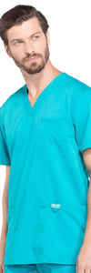 Cherokee Scrubs Top Cherokee Workwear Revolution WW670 Scrubs Top Mens V-Neck Teal Blue