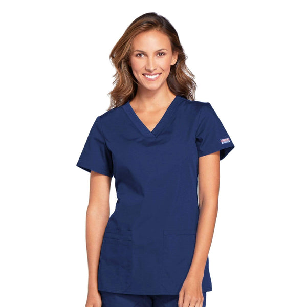 Cherokee Scrubs Top 2XL Cherokee Workwear WW645 Scrubs Top Womens V-Neck Navy