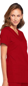 Cherokee Scrubs Top Cherokee Workwear WW645 Scrubs Top Womens V-Neck Red