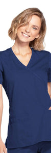 Cherokee Scrubs Top 2XL Cherokee Workwear WW650 Scrubs Top Womens Mock Wrap Navy