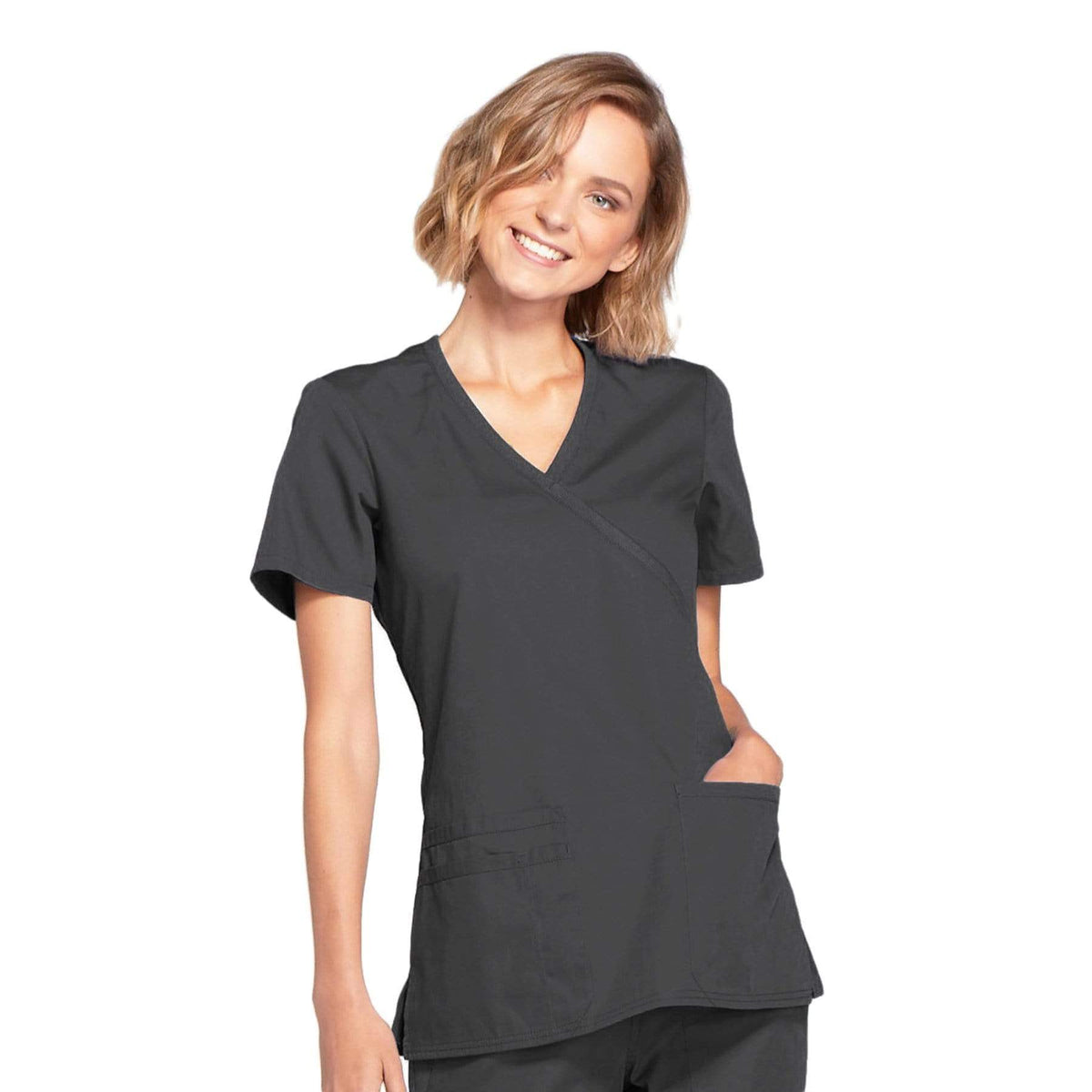 Cherokee Workwear WW650 Scrubs Top Women's Mock Wrap Pewter — Medshop ...