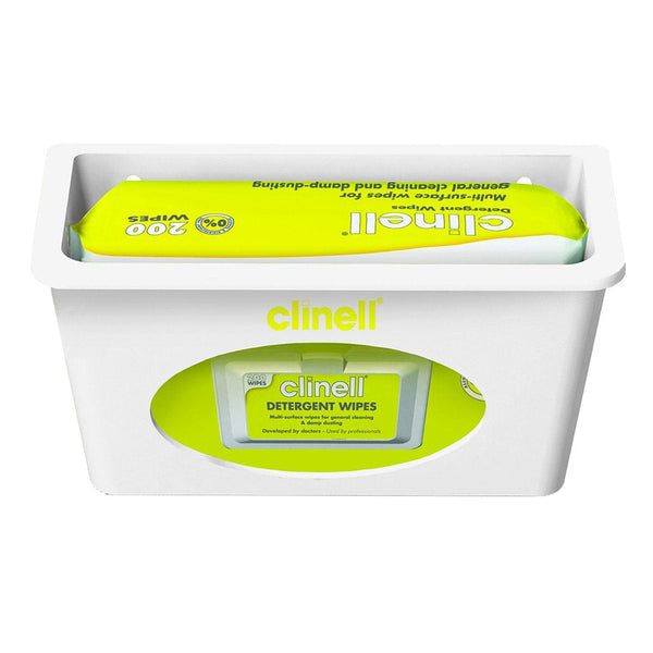 Clinell Wipers Dispenser Wall Mounted Dispenser For Detergent Wipes Pack of 215 - White Tub Clinell Wall Mounted Dispensers for Universal and Detergent Wipes