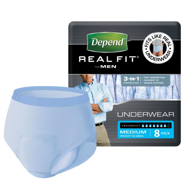 Depend Incontinence Products Medium 71-102cm / 880ml / Blue Depend Real Fit Regular Underwear for Men