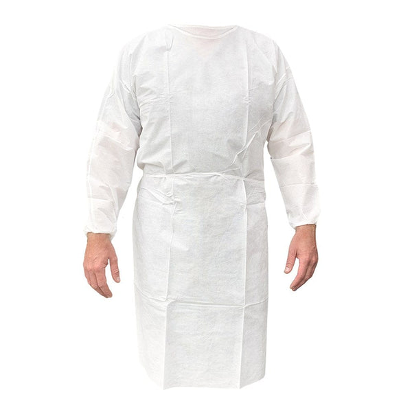 Aero Healthcare Personal Protection Disposable White Fluid Resistant Gown (Non-Sterile - Isolation Gown)