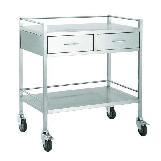 Pacific Medical Australia Instrument Trolleys 2 Drawer Side By Side / (Full Width) 800 X 500 X 900 Double Trolleys 304 Stainless Steel