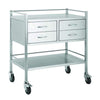 Pacific Medical Australia Instrument Trolleys 4 Drawer 2 Over 2 / (Full Width) 800 X 500 X 900 Double Trolleys 304 Stainless Steel