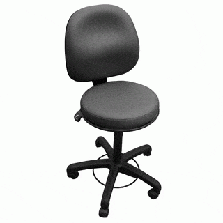 Pacific Medical Clinical Stools Foot Control Surgeon Stool with Back Rest Black