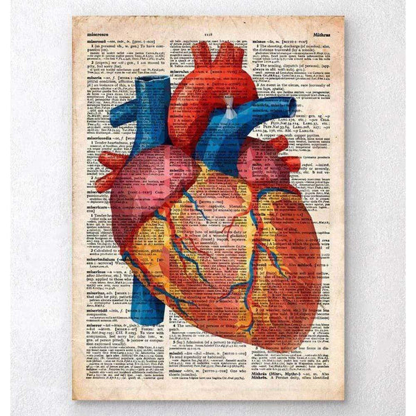 Codex Anatomicus Anatomical Print A5 Size (14.8 x 21 cm) Geometric Heart III Old Dictionary Page
