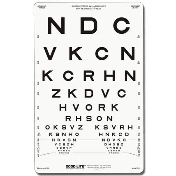 Good Lite Distance Vision Good-Lite Proportionally Spaced logMAR Sloan Letters Chart