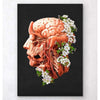 Codex Anatomicus Anatomical Print A5 Size (14.8 x 21 cm) Head, Brain And Arteries Anatomy Floral Black