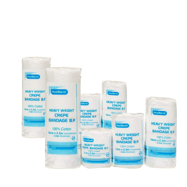 Healband Crepe Bandages 15cm x 1.5m / Light 80gsm Healband 100% Cotton Crepe Bandage