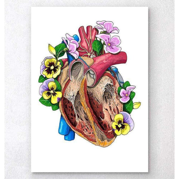 Codex Anatomicus Anatomical Print A5 Size (14.8 x 21 cm) Heart With Flowers II