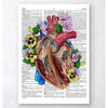 Codex Anatomicus Anatomical Print A5 Size (14.8 x 21 cm) Heart With Flowers II Dictionary Page