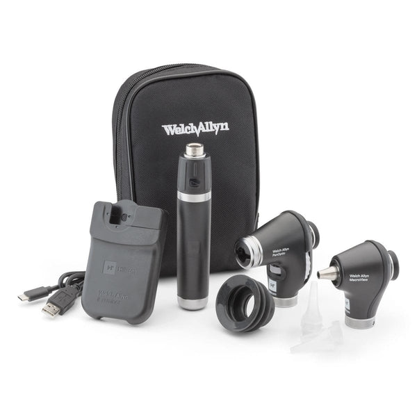 Welch Allyn Diagnostic Sets PanOptic+ with iExaminer / Macroview+ / Lithium Ion + USB-C with Soft Case Hillrom Welch Allyn 3.5V Otoscope and Ophthalmoscope Portable Diagnostic Sets