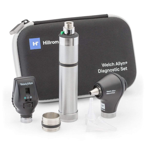 Welch Allyn Diagnostic Sets LED Coaxial / Macroview Basic / C-Cell Convertible Handle with Hard Case Hillrom Welch Allyn 3.5V Otoscope and Ophthalmoscope Portable Diagnostic Sets