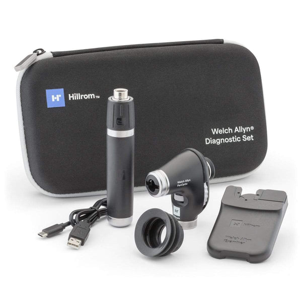 Welch Allyn Diagnostic Sets PanOptic+ with iExaminer / None / Lithium Ion + USB-C with Hard Case Hillrom Welch Allyn 3.5V Otoscope and Ophthalmoscope Portable Diagnostic Sets