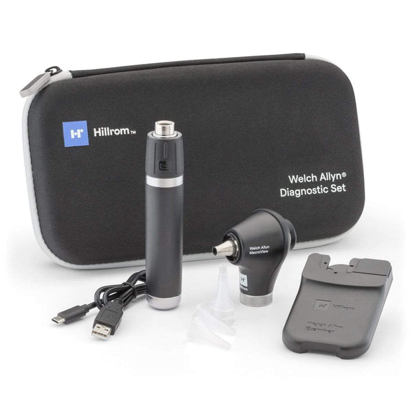 Welch Allyn Diagnostic Sets None / Macroview+ / Lithium Ion + USB-C with Hard Case Hillrom Welch Allyn 3.5V Otoscope and Ophthalmoscope Portable Diagnostic Sets